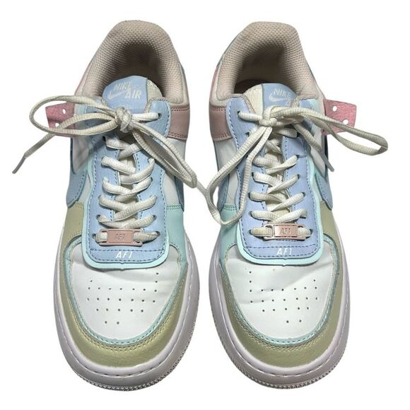 Nike Air Force Ones Pastel Blue Green Pink Size 8.5 Sneakers 2019 - Picture 4 of 15
